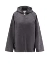 Bottega Veneta Double Wool Blouson Jacket With Leather Trims In Gray