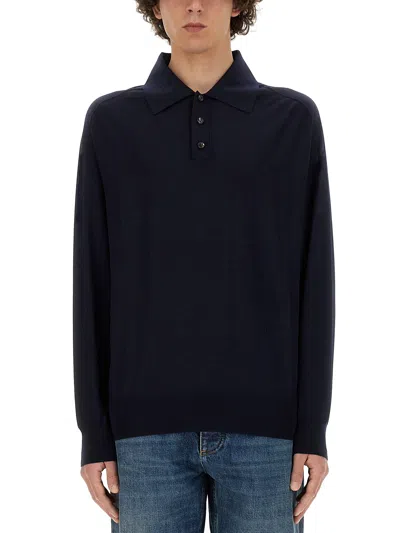Bottega Veneta Wool Jersey Polo Shirt In Black
