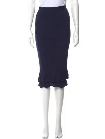 Pre-owned Bottega Veneta Wool Knee-length Skirt In Blue