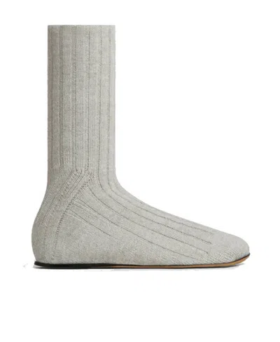 Bottega Veneta Wool Knitted Short Boots In Gray