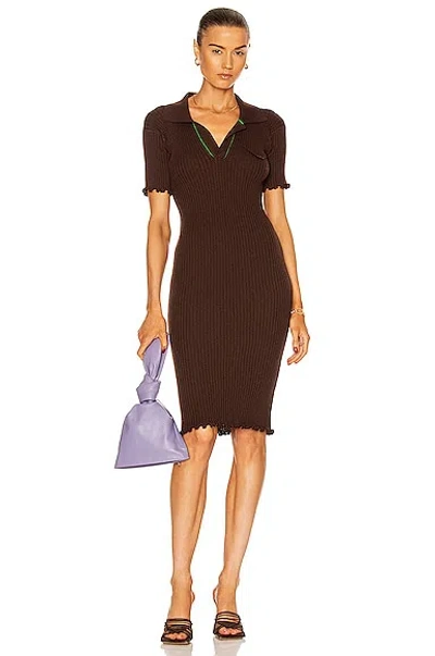 Bottega Veneta Wool Lightweight Rib Dress In Ebony