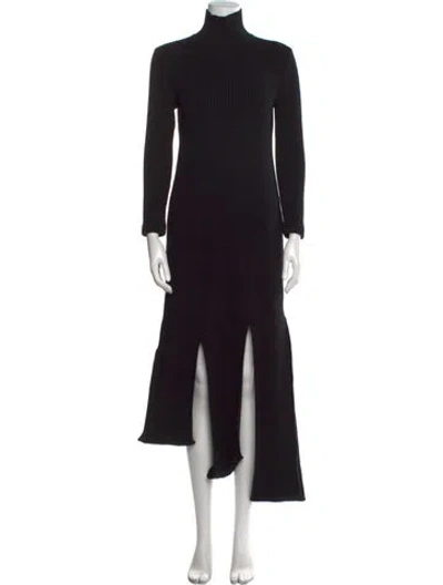Pre-owned Bottega Veneta Wool Long Dress In Black