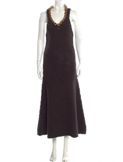 Pre-owned Bottega Veneta Wool Long Dress In Brown
