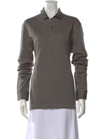 Pre-owned Bottega Veneta Wool Long Sleeve Polo In Gray
