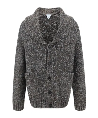 Bottega Veneta Wool Long-sleeved Cardigan In Gray
