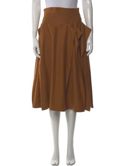 Pre-owned Bottega Veneta Wool Midi Length Skirt In Brown