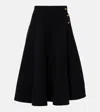 Bottega Veneta Stretch Cotton Blend Skirt With Button Embellishments In Black