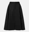 Bottega Veneta Womens Black Compact Pleated Wool Midi Skirt In Black