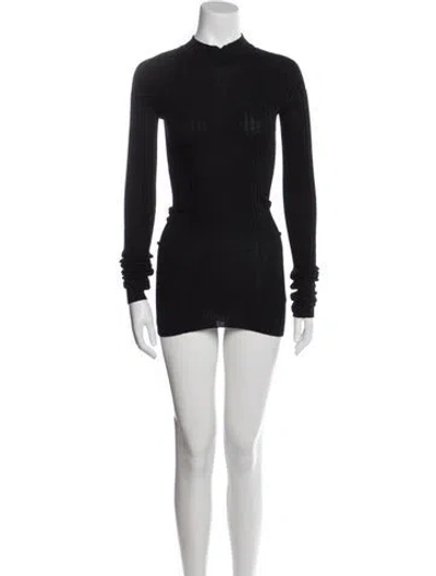 Pre-owned Bottega Veneta Wool Mini Dress In Black