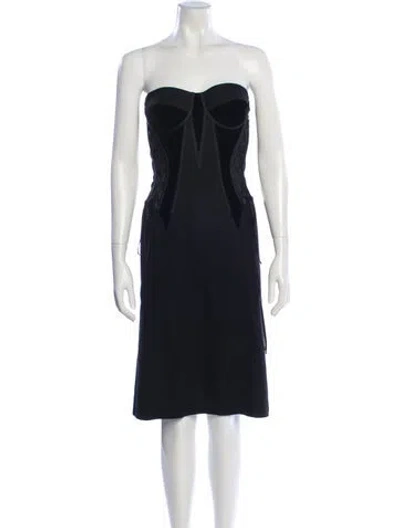 Pre-owned Bottega Veneta Wool Mini Dress In Black