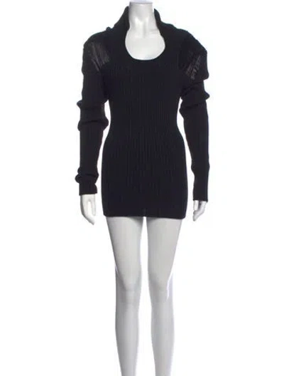 Pre-owned Bottega Veneta Wool Mini Dress In Black