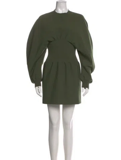 Pre-owned Bottega Veneta Wool Mini Dress In Green