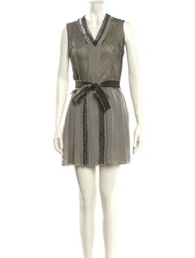 Pre-owned Bottega Veneta Wool Mini Dress In Neutral