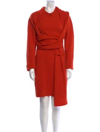 Pre-owned Bottega Veneta Wool Mini Dress In Orange