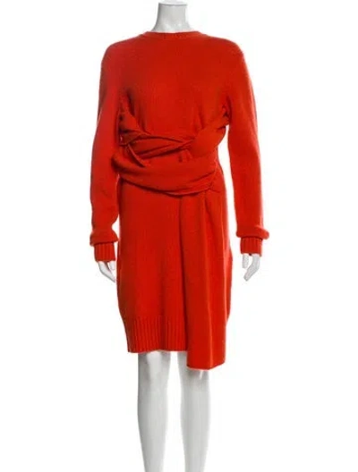 Pre-owned Bottega Veneta Wool Mini Dress In Orange