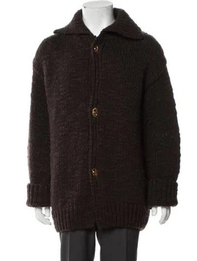 Pre-owned Bottega Veneta Wool Mock Neck Cardigan In Brown