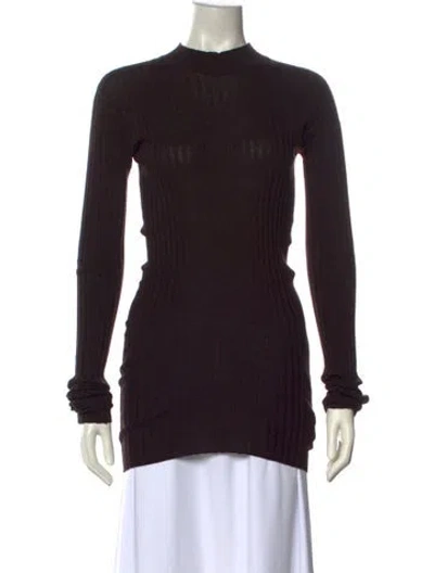 Pre-owned Bottega Veneta Wool Mock Neck Top In Brown