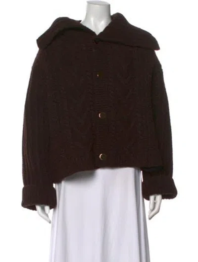 Pre-owned Bottega Veneta Wool Open Front Sweater In Brown