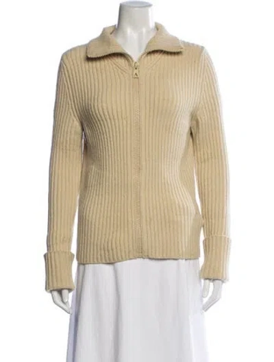 Pre-owned Bottega Veneta Wool Open Front Sweater In Yellow