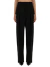 Bottega Veneta High-waisted Trousers With Wide Leg And Sharp Creases In Black