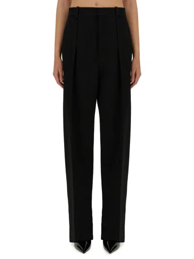 Bottega Veneta Women Midnight Blue Wool Wide-leg Pant In Black