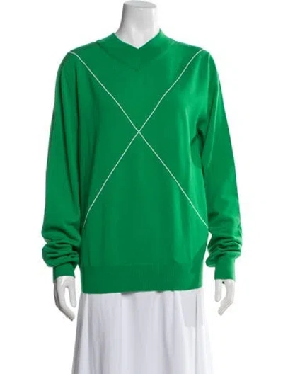 Pre-owned Bottega Veneta Wool Patterned Pullover In Green