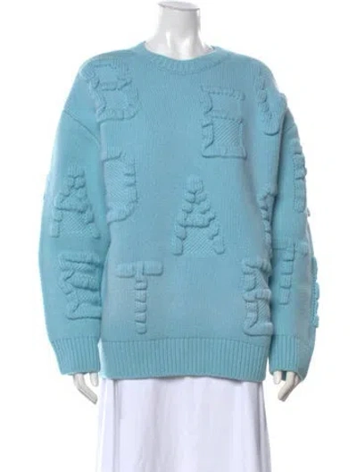 Pre-owned Bottega Veneta Wool Patterned Sweater In Blue