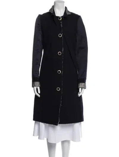 Pre-owned Bottega Veneta Wool Peacoat In Blue