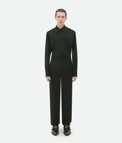 Bottega Veneta Wool Pinstripe Shirt In Green