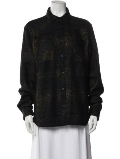 Pre-owned Bottega Veneta Wool Plaid Print Jacket In Black