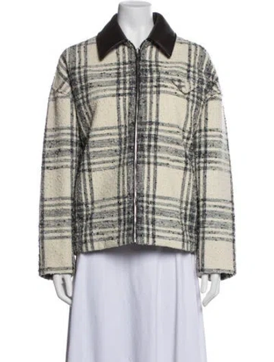 Pre-owned Bottega Veneta Wool Plaid Print Jacket W/ Tags In Neutrals