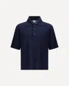 Bottega Veneta Blue Polo With Classic Collar And Embroidered Logo On The Front In Tone On Tone Cotto In Black