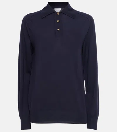 Bottega Veneta Wool Polo Sweater In Blue