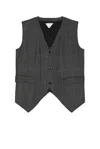 Bottega Veneta Wool Prince Of Wales Gilet In Gray