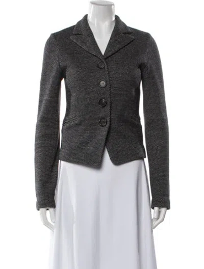 Pre-owned Bottega Veneta Wool Printed Blazer In Gray