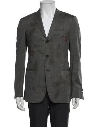 Pre-owned Bottega Veneta Wool Printed Blazer In Gray