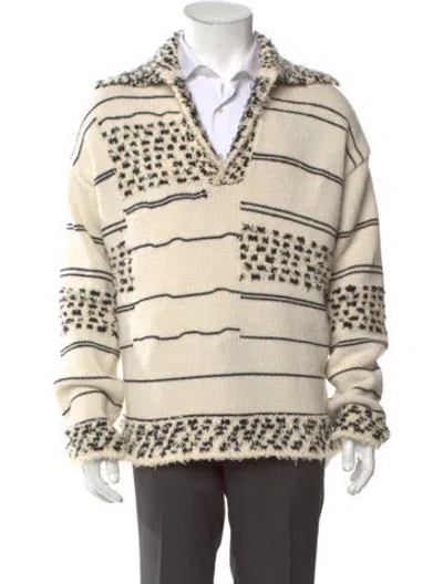 Pre-owned Bottega Veneta Wool Printed Polo Sweater In Neutral