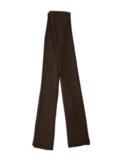 Pre-owned Bottega Veneta Wool Printed Scarf In Brown