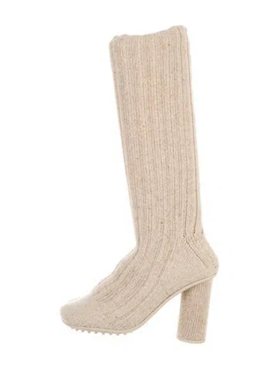 Pre-owned Bottega Veneta Wool Printed Sock Boots In Neutral