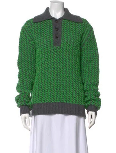 Pre-owned Bottega Veneta Wool Printed Sweater In Green