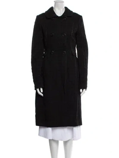 Pre-owned Bottega Veneta Wool Printed Trench Coat In Black