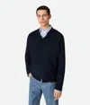 Bottega Veneta Mens Abyss Crewnck Ribbed Wool Cardigan In Black