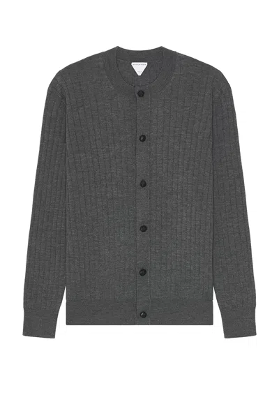 Bottega Veneta Wool Rib Cardigan In Gray