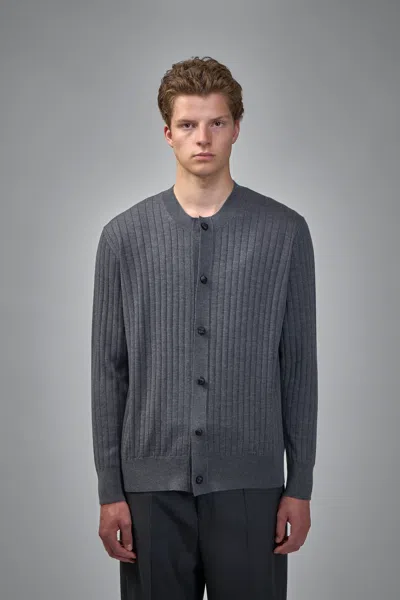 Bottega Veneta Wool Rib Cardigan In Gray