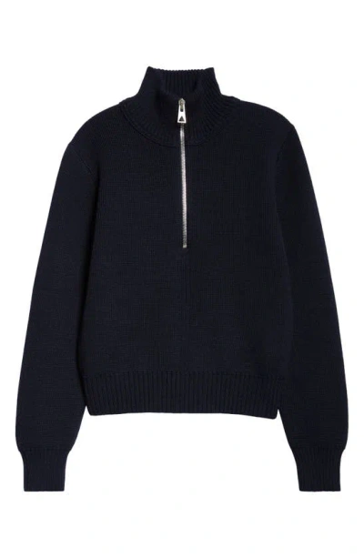 Bottega Veneta Wool Rib Quarter Zip Sweater In Abyss