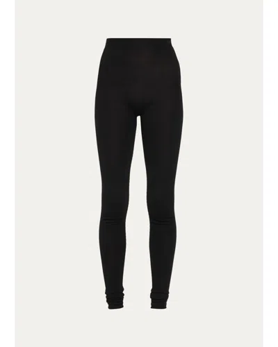 Bottega Veneta Wool Ribbed Low-waist Pants In Black
