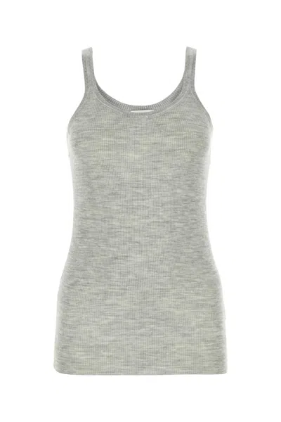 Bottega Veneta Wool Ribbed Tank Top In Gray