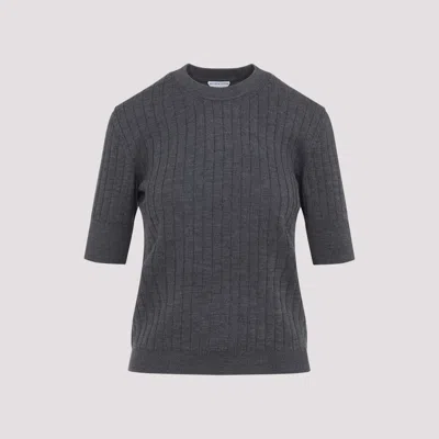 Bottega Veneta Wool Ribbed Top In Gray