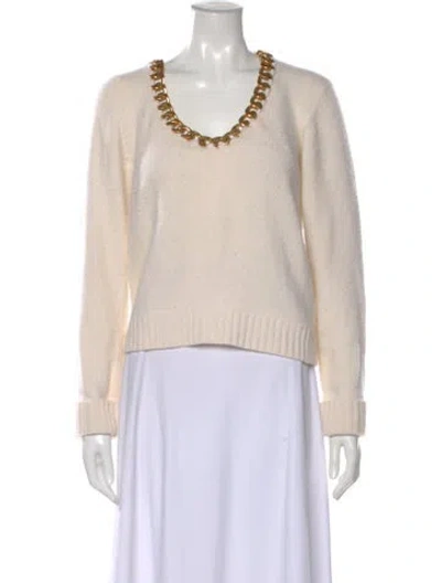 Pre-owned Bottega Veneta Wool Scoop Neck Sweater In Neutral