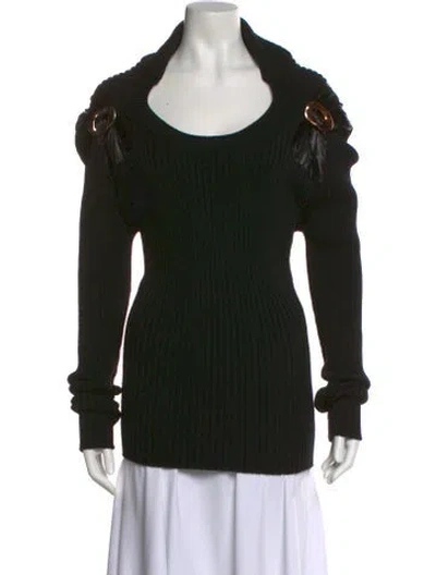 Pre-owned Bottega Veneta Wool Scoop Neck Top In Black